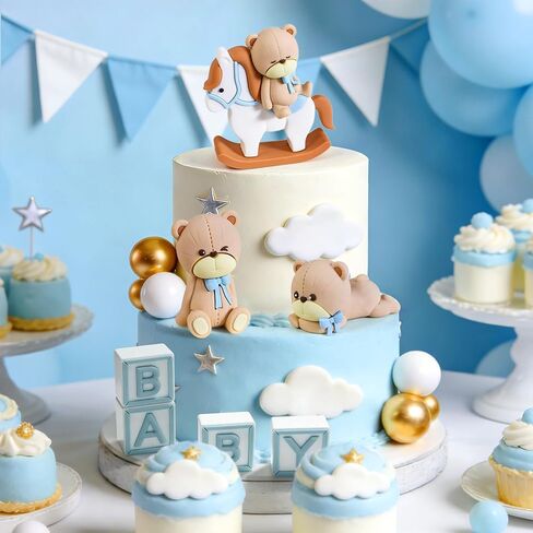 Luxury Pink Bear Cake Toppers Decorations Baby Bears Baby Shower Cake Topper Pink Bow Bear Cake Decor Girl Just Wanna Be One Baby Birthday Party in Kuwait