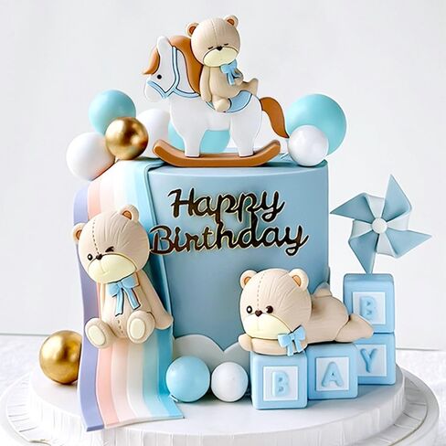Luxury Pink Bear Cake Toppers Decorations Baby Bears Baby Shower Cake Topper Pink Bow Bear Cake Decor Girl Just Wanna Be One Baby Birthday Party in Kuwait