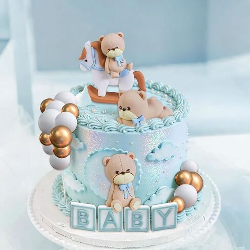 Luxury Pink Bear Cake Toppers Decorations Baby Bears Baby Shower Cake Topper Pink Bow Bear Cake Decor Girl Just Wanna Be One Baby Birthday Party in Kuwait