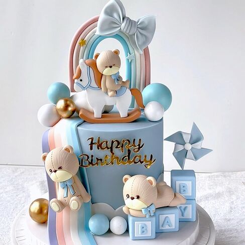 Luxury Pink Bear Cake Toppers Decorations Baby Bears Baby Shower Cake Topper Pink Bow Bear Cake Decor Girl Just Wanna Be One Baby Birthday Party in Kuwait