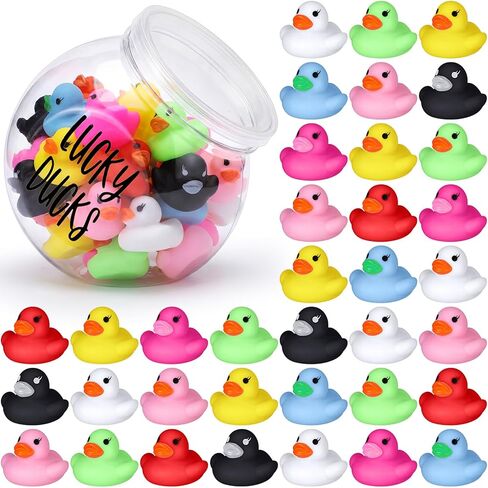 Lucky Ducks for Classroom Jar Classroom Management, 36 Pcs Mini Rubber Lucky Ducks with a Pen and a Plastic Jar, Back to School Season Management Tool(Style 1) in Kuwait