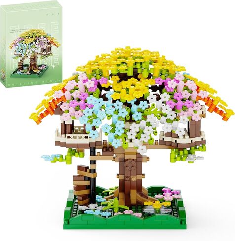 QISHOUTING Cherry Blossom Tree Building Set, 1113PCS, Flowers Bonsai Tree Mini Blocks Kit for Adult,Japanese Sakura-Tree House Building Blocks,Gift Ideas for Girls 8 10 12 14+ (Pink) in Saudi Arabia