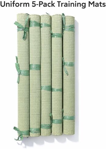 حصيرة تاتامي لقطع السيف - 5 عبوات مقاس 59 × 34.5 بوصة أهداف عشبية ملفوفة باللون الأخضر الفاتح، بناء تاتامي أوموتي قياسي ياباني لممارسة قطع اختبار الفنون القتالية وتدريب الدوجو in Kuwait