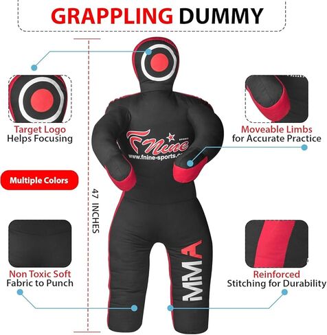 دمية MMA تتصارع، للجودو، والمصارعة، وجيو جيتسو البرازيلية، وتقديم ورمي حقيبة قماش غير مملوءة (أسود أحمر، 47 بوصة (4 أقدام)) in Kuwait