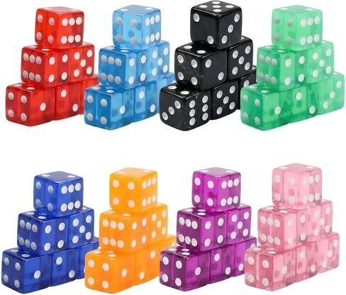 48 Pieces Casino Dice Set: 19mm Large Dices Standard Game Acrylic 8 Sided Colored Dice Bulk for Casino Theme Party Board Games Vegas Birthday Math in Saudi Arabia