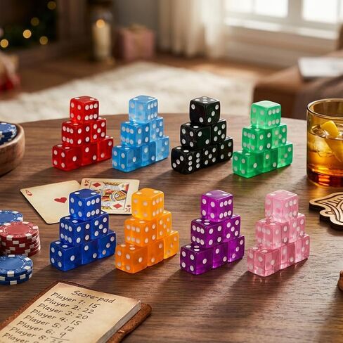 48 Pieces Casino Dice Set: 19mm Large Dices Standard Game Acrylic 8 Sided Colored Dice Bulk for Casino Theme Party Board Games Vegas Birthday Math in Saudi Arabia