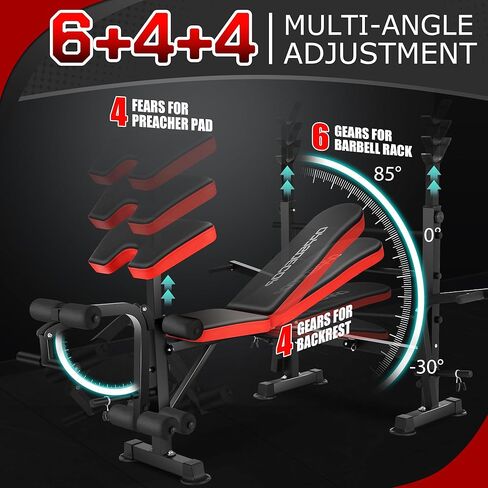 OPPSDECOR 900LBS All in One Weight Bench Set with Squat Rack Adjustable Workout Bench with Leg Developer Preacher Curl Rack Fitness Strength Training Bench for Home Gym in Saudi Arabia