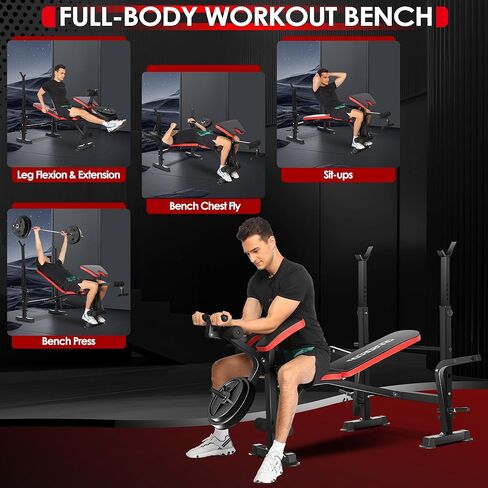 OPPSDECOR 900LBS All in One Weight Bench Set with Squat Rack Adjustable Workout Bench with Leg Developer Preacher Curl Rack Fitness Strength Training Bench for Home Gym in Saudi Arabia