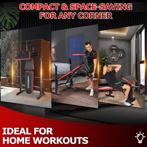 OPPSDECOR 900LBS All in One Weight Bench Set with Squat Rack Adjustable Workout Bench with Leg Developer Preacher Curl Rack Fitness Strength Training Bench for Home Gym in Saudi Arabia