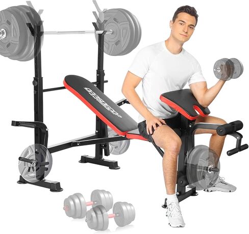 OPPSDECOR 900LBS All in One Weight Bench Set with Squat Rack Adjustable Workout Bench with Leg Developer Preacher Curl Rack Fitness Strength Training Bench for Home Gym in Saudi Arabia