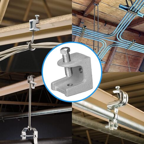 حزمة OHLECTRIC مكونة من قطعتين - مشبك شعاع دعم قضيب حديد قابل للطرق - مطلي بالزنك لمقاومة التآكل - فتحة فك 3/4 بوصة - تدعم مسامير مجموعة 5/16 بوصة - 18 وقضبان 1/4 بوصة - 20 - مُصنفة بسعة تحميل تصل إلى 125 رطلاً in Saudi Arabia