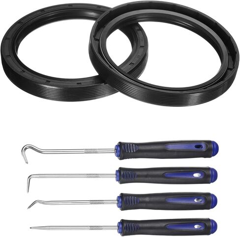 uxcell 2Pcs Oil Seal, 35x47x7mm TC Nitrile Rubber Double Lip Cover with Hook Kit and Spring for Mechanical Automobile Bearing Shaft, Black in Kuwait