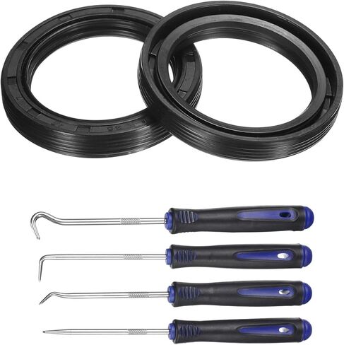 uxcell 2Pcs Oil Seal, 35x47x7mm TC Nitrile Rubber Double Lip Cover with Hook Kit and Spring for Mechanical Automobile Bearing Shaft, Black in Kuwait