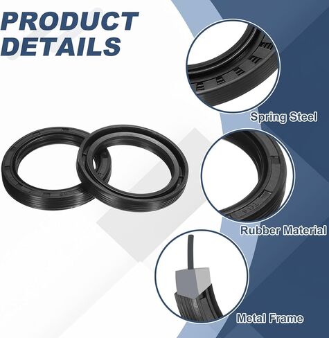 uxcell 2Pcs Oil Seal, 35x47x7mm TC Nitrile Rubber Double Lip Cover with Hook Kit and Spring for Mechanical Automobile Bearing Shaft, Black in Kuwait