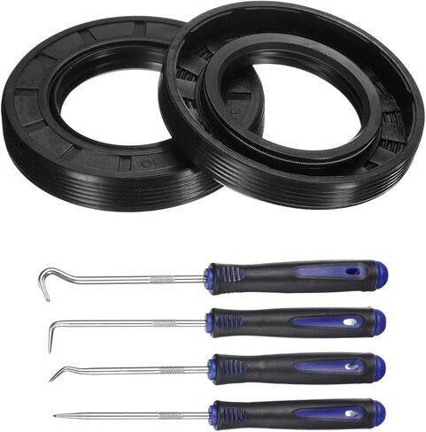 uxcell 2Pcs Oil Seal, 35x47x7mm TC Nitrile Rubber Double Lip Cover with Hook Kit and Spring for Mechanical Automobile Bearing Shaft, Black in Kuwait