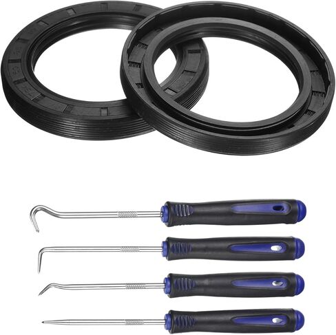 uxcell 2Pcs Oil Seal, 35x47x7mm TC Nitrile Rubber Double Lip Cover with Hook Kit and Spring for Mechanical Automobile Bearing Shaft, Black in Kuwait