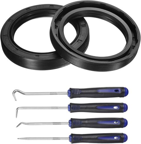 uxcell 2Pcs Oil Seal, 35x47x7mm TC Nitrile Rubber Double Lip Cover with Hook Kit and Spring for Mechanical Automobile Bearing Shaft, Black in Kuwait