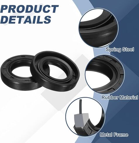 uxcell 2Pcs Oil Seal, 20x34x7mm TC Nitrile Rubber Double Lip Cover with Hook Kit and Spring for Mechanical Automobile Bearing Shaft, Black in Kuwait