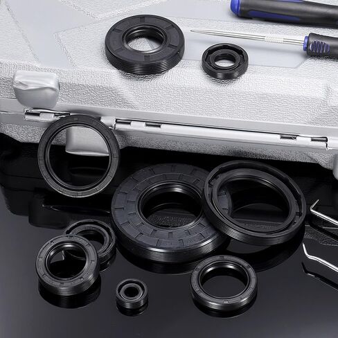 uxcell 2Pcs Oil Seal, 20x34x7mm TC Nitrile Rubber Double Lip Cover with Hook Kit and Spring for Mechanical Automobile Bearing Shaft, Black in Kuwait