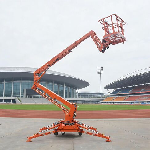 Multi-Functional Towable Hydraulic Boom Lift | Compact Traction Type Aerial Platform with Intuitive Control Lever for Warehouse, Manufacturing Plants, High Mobility, Long-Lasting in Saudi Arabia
