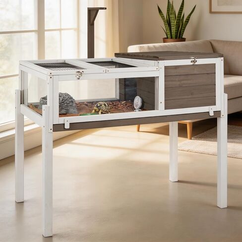 منزل سلحفاة سلحفاة سلحفاة مع أرجل قابلة للفصل ، قفص زواحف داخلي وخارجي للحيوانات الصغيرة مع صينية مقاومة للتسرب in Kuwait