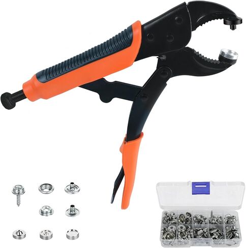 Heavy Duty Snap Fastener Tool Kit with 20 Sets Buttons, JYEASTZ Adjustable Buckle Pliers, Suitable for Repairing or Replacing Sailboat Cloth, Denim Clothing, Leather, Sun Visors, etc (Blue) in Kuwait