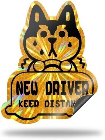 Car New Driver Reflective Magnet Sticker Funny Car Decal Keep Distance Sticker for Student Driver Reusable 4 Color Option (Red) in Saudi Arabia