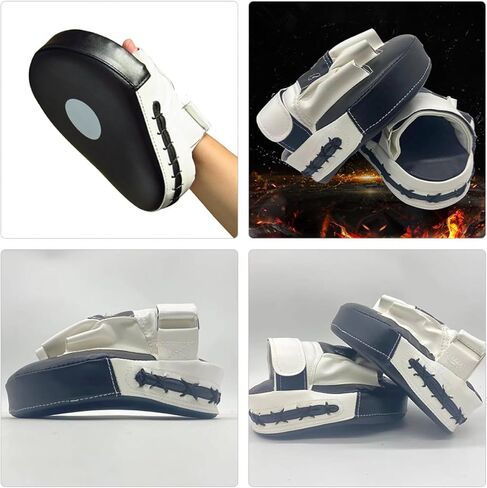 Zerodeko Focus Mitts Boxing Pads Curved Hand Targets Thickened Black and White Hand Pads for Karate Kickboxing Muay Thai Training Sparring Gloves for Adults in Saudi Arabia