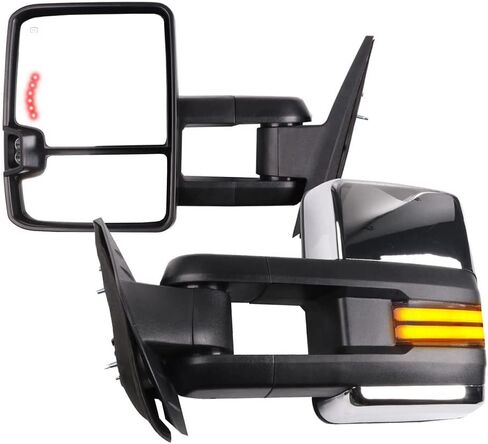 Towing Mirrors Fit for 2015 2016 2017 2018 2019 For Ford for F150 Tow Mirrors with Power Control Heated Turn Signal light Black Textured 1 Pair of Mirrors Left Side and Right Side in Kuwait
