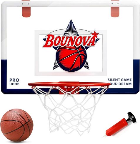 Bounova Indoor Over The Door Basketball Hoop, Large 20" x 13" Backboard, 12.6" Breakaway Rim Fits All Basketball Sizes, Indoor Hoop for Home Dorm Office in Saudi Arabia
