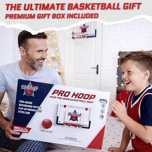 Bounova Indoor Over The Door Basketball Hoop, Large 20" x 13" Backboard, 12.6" Breakaway Rim Fits All Basketball Sizes, Indoor Hoop for Home Dorm Office in Saudi Arabia