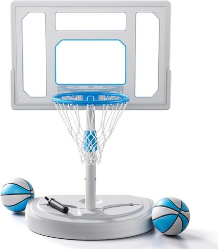 طوق كرة السلة من الفولاذ المقاوم للصدأ بجانب حمام السباحة، هدف كرة السلة لحمام السباحة قابل للتعديل مع لوحة خلفية مقاومة للكسر مقاس 32 بوصة، طوق كرة السلة المائي بجانب حمام السباحة، كرتان ومضخة متضمنة (طوق حمام السباحة 32 بوصة) in Kuwait