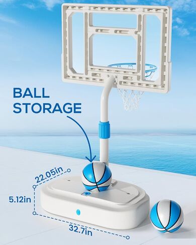 طوق كرة السلة من الفولاذ المقاوم للصدأ بجانب حمام السباحة، هدف كرة السلة لحمام السباحة قابل للتعديل مع لوحة خلفية مقاومة للكسر مقاس 32 بوصة، طوق كرة السلة المائي بجانب حمام السباحة، كرتان ومضخة متضمنة (طوق حمام السباحة 32 بوصة) in Kuwait