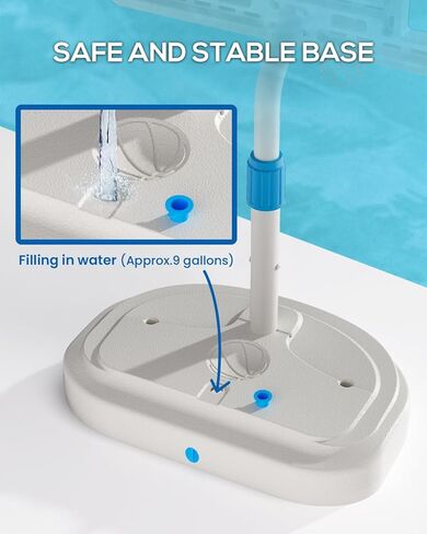 طوق كرة السلة من الفولاذ المقاوم للصدأ بجانب حمام السباحة، هدف كرة السلة لحمام السباحة قابل للتعديل مع لوحة خلفية مقاومة للكسر مقاس 32 بوصة، طوق كرة السلة المائي بجانب حمام السباحة، كرتان ومضخة متضمنة (طوق حمام السباحة 32 بوصة) in Kuwait