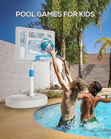 طوق كرة السلة من الفولاذ المقاوم للصدأ بجانب حمام السباحة، هدف كرة السلة لحمام السباحة قابل للتعديل مع لوحة خلفية مقاومة للكسر مقاس 32 بوصة، طوق كرة السلة المائي بجانب حمام السباحة، كرتان ومضخة متضمنة (طوق حمام السباحة 32 بوصة) in Kuwait