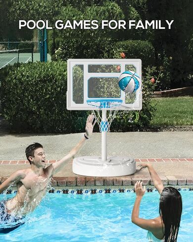طوق كرة السلة من الفولاذ المقاوم للصدأ بجانب حمام السباحة، هدف كرة السلة لحمام السباحة قابل للتعديل مع لوحة خلفية مقاومة للكسر مقاس 32 بوصة، طوق كرة السلة المائي بجانب حمام السباحة، كرتان ومضخة متضمنة (طوق حمام السباحة 32 بوصة) in Kuwait