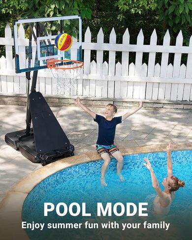 طوق كرة السلة WIN.MAX في الهواء الطلق مع لوحة خلفية مقاومة للكسر مقاس 44 بوصة وقاعدة أكبر، نظام هدف طوق كرة السلة المحمول 4.9FT-10FT قابل للتعديل، للشباب/الكبار في الفناء الخلفي/الممر/جانب حمام السباحة in Kuwait