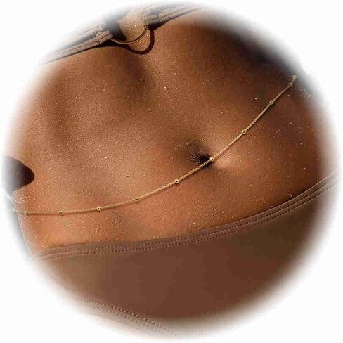 14K Gold Plated Waist Chains for Women Layered Belly Body Chain Adjustable Sexy Bikini CZ Pearl Waist Chain Beach Beads Satellite Belly Chain Jewelry Accessories in Kuwait