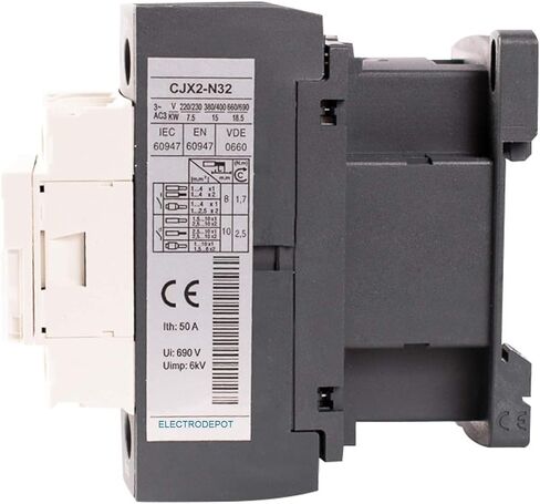 30A AC Contactor 120V Coil 40A DIN Rail 3P Three Pole 1NO 1NC IEC AC3 32A, AC1 50A in Kuwait