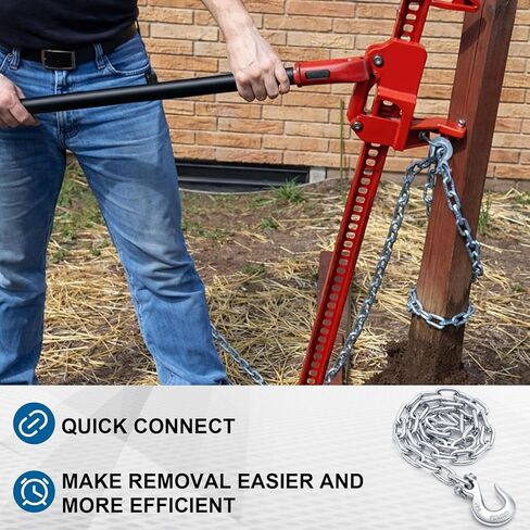 2 Pack 48 Inch Chain and Slip Hook for T Post Puller Fence Post Remover Tool Galvanized Steel Lifting Chain, Works with Jack Lever, Heavy Duty for Fence Poles Sign Tree Stumps Removal Repair in Kuwait