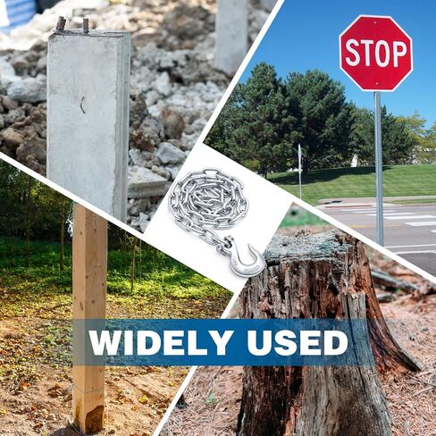 2 Pack 48 Inch Chain and Slip Hook for T Post Puller Fence Post Remover Tool Galvanized Steel Lifting Chain, Works with Jack Lever, Heavy Duty for Fence Poles Sign Tree Stumps Removal Repair in Kuwait