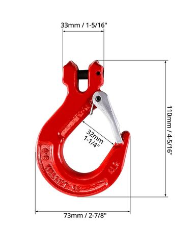 QWORK Clevis Slip Hook with Latch, 4 Pack, 5/16", 2470 lbs Load Limit, Grade 80 Drop Forged Alloy Steel in Saudi Arabia