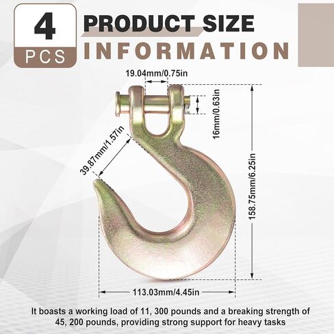 4 عبوات من خطافات Clevis Slip مقاس 1/2 بوصة، خطافات سلسلة Clevis للخدمة الشاقة من الدرجة 70 من الفولاذ لربط السلسلة والمقطورات وتطبيقات ربط التحميل، حد حمل العمل يصل إلى 11,300 رطل in Saudi Arabia