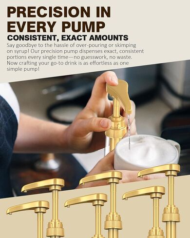 6 Pcs Coffee Syrup Pumps, Syrup Pump Dispenser for 750ml / 25.4oz Davinci and Skinny Syrup Bottles (Gold), Syrup Pump Dispenser for Kitchen Dining Coffee Bar in Saudi Arabia