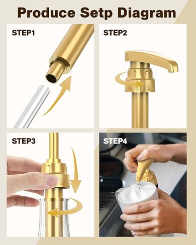 6 Pcs Coffee Syrup Pumps, Syrup Pump Dispenser for 750ml / 25.4oz Davinci and Skinny Syrup Bottles (Gold), Syrup Pump Dispenser for Kitchen Dining Coffee Bar in Saudi Arabia
