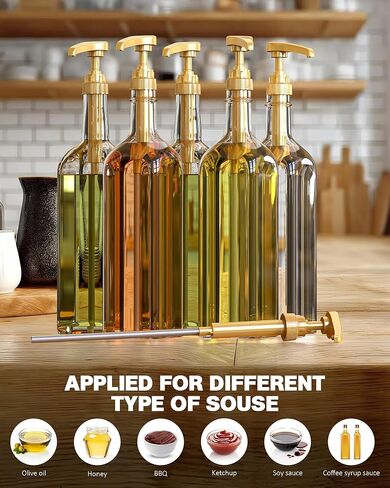 6 Pcs Coffee Syrup Pumps, Syrup Pump Dispenser for 750ml / 25.4oz Davinci and Skinny Syrup Bottles (Gold), Syrup Pump Dispenser for Kitchen Dining Coffee Bar in Saudi Arabia