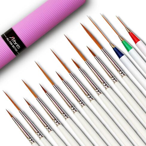 20 Pcs Detail Fine Paintbrush Micro Artist Liner Paint Brush Set | Ultra Thin Long Tip | for Miniature Acrylic Oil Watercolor Gouache Nail Face Model Painting in Saudi Arabia