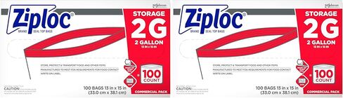 SC Johnson Professional Ziploc Brand Food Storage 2 Gallon Bags, Food Storage Ziploc Brand Bags, Commercial Pack, 100 Count Box, for Professional Use Only in Saudi Arabia