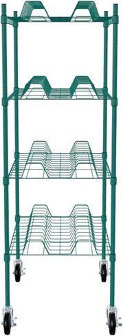 حامل تجفيف تجاري من PRO&Family مقاس 24 بوصة × 48 بوصة من الإيبوكسي الأخضر المتنقل ذو 4 طبقات مع عجلات - رفوف سلكية شديدة التحمل لتجفيف الأطباق وتخزين المطبخ واستخدام خدمة الطعام (فتحات 3 بوصات) in Kuwait