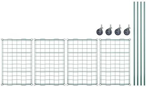 حامل تجفيف تجاري من PRO&Family مقاس 24 بوصة × 48 بوصة من الإيبوكسي الأخضر المتنقل ذو 4 طبقات مع عجلات - رفوف سلكية شديدة التحمل لتجفيف الأطباق وتخزين المطبخ واستخدام خدمة الطعام (فتحات 3 بوصات) in Kuwait